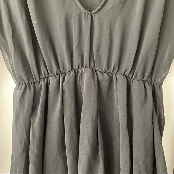 Brandy Melville Gathered Waist Long Sleeve Top Size S Black - Picture 5 of 6